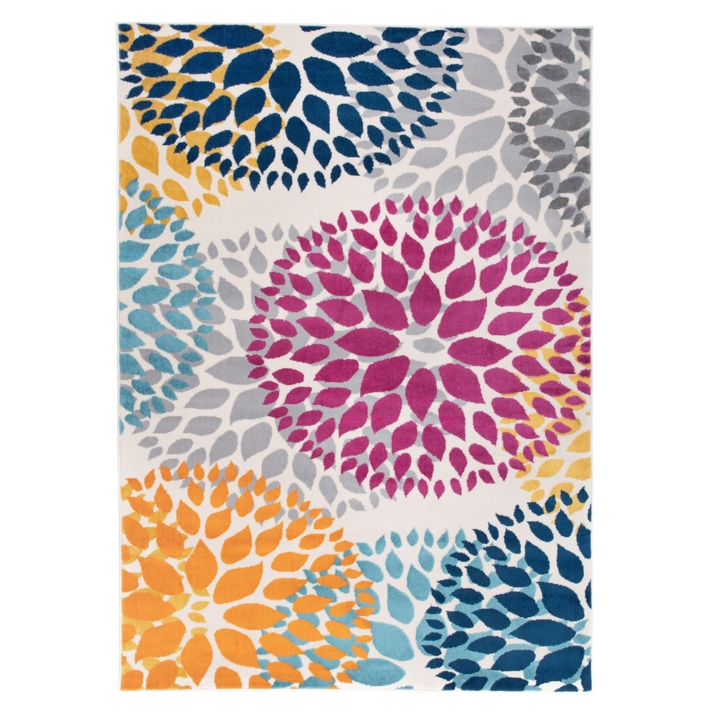 Tapis moderne à motifs floraux circulaires de la World Rug Gallery