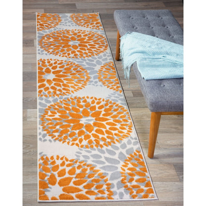 Tapis moderne à motifs floraux circulaires de la World Rug Gallery