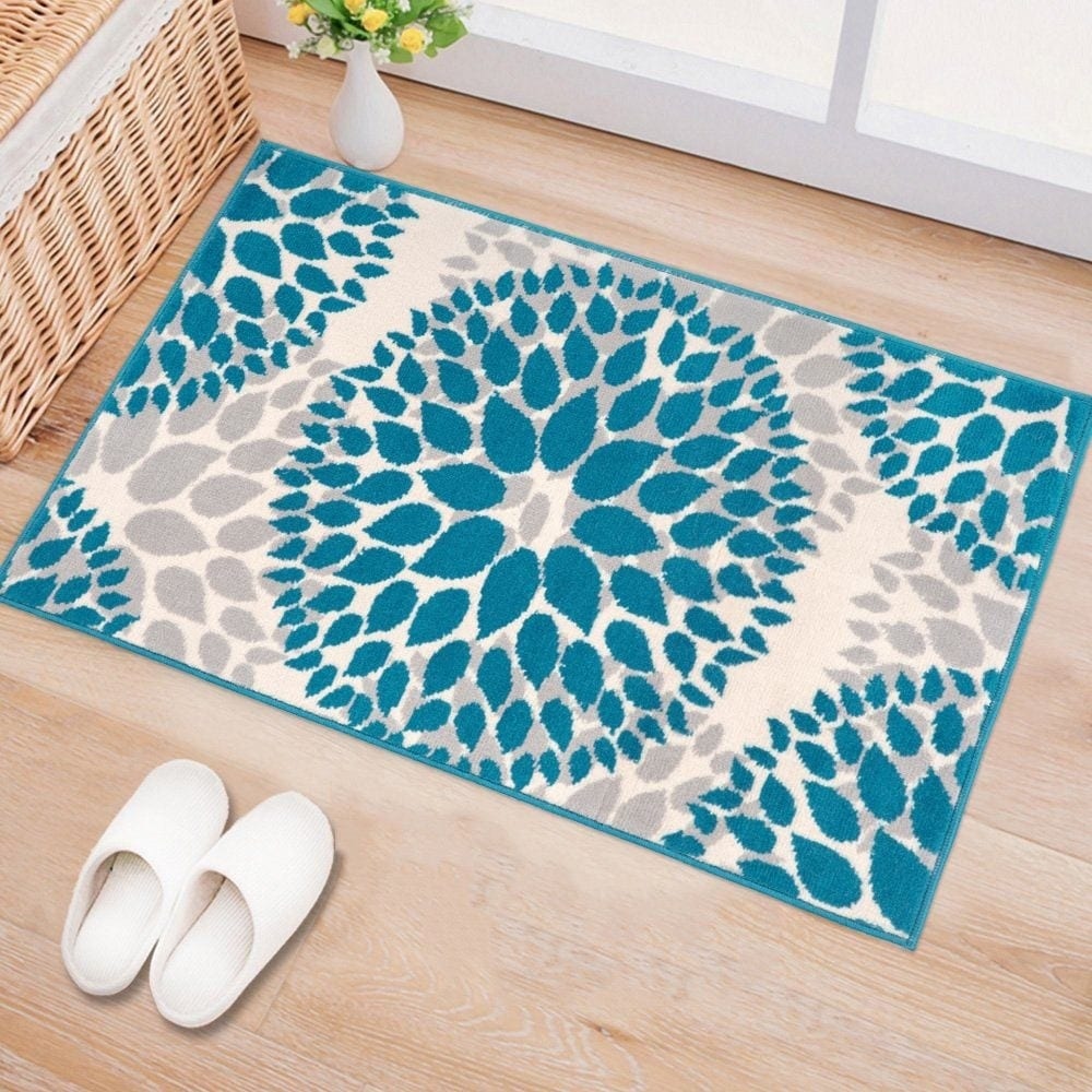 Tapis moderne à motifs floraux circulaires de la World Rug Gallery