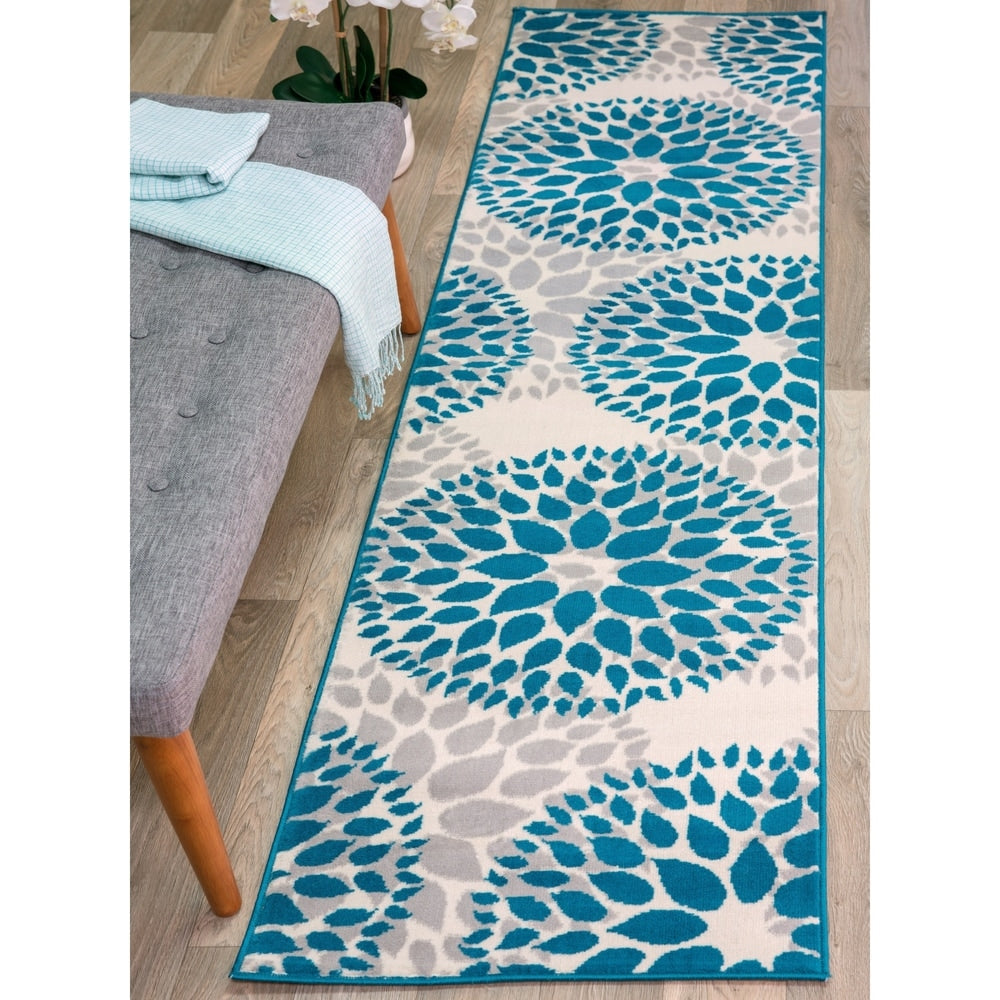 Tapis moderne à motifs floraux circulaires de la World Rug Gallery