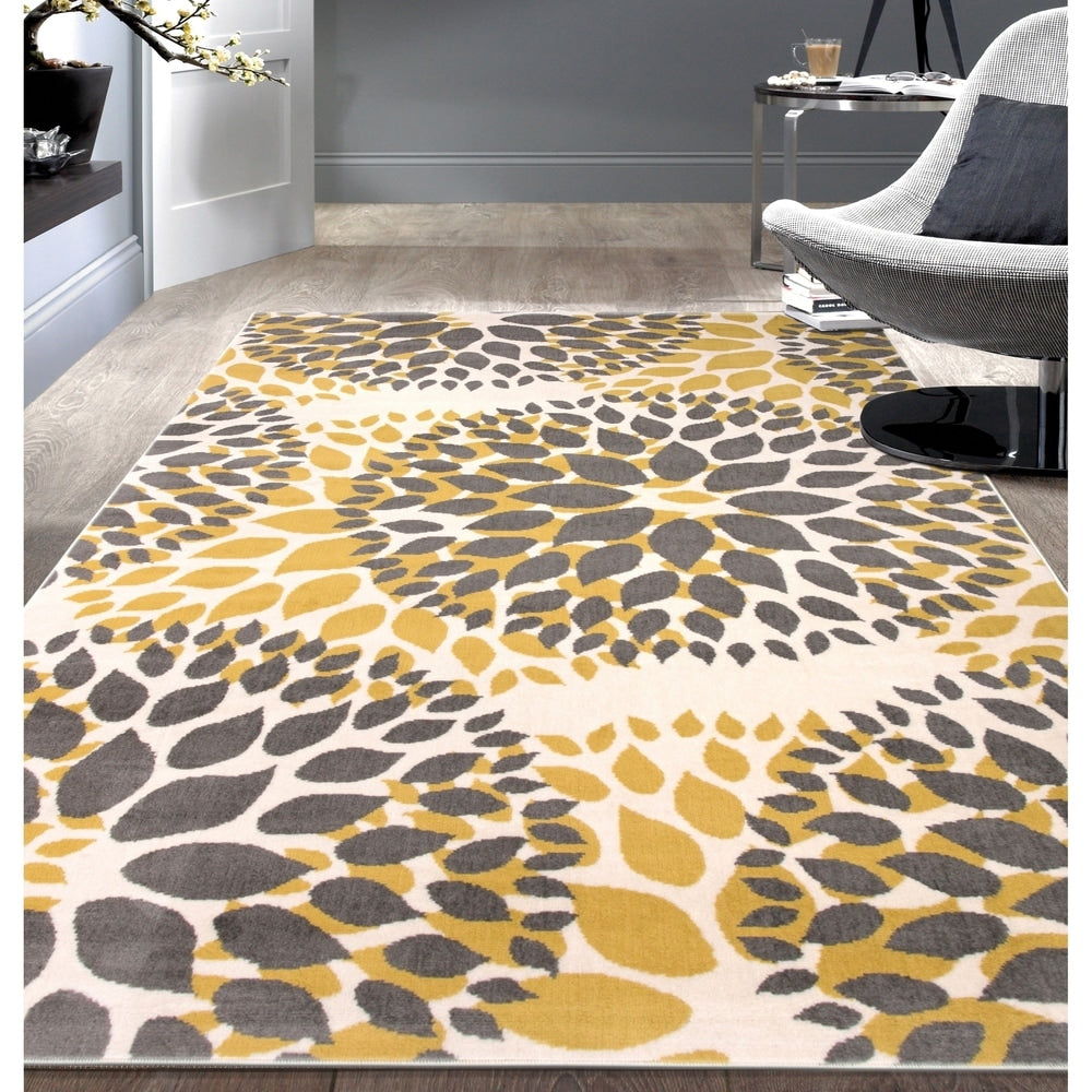 Tapis moderne à motifs floraux circulaires de la World Rug Gallery