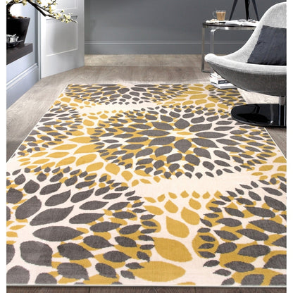Tapis moderne à motifs floraux circulaires de la World Rug Gallery