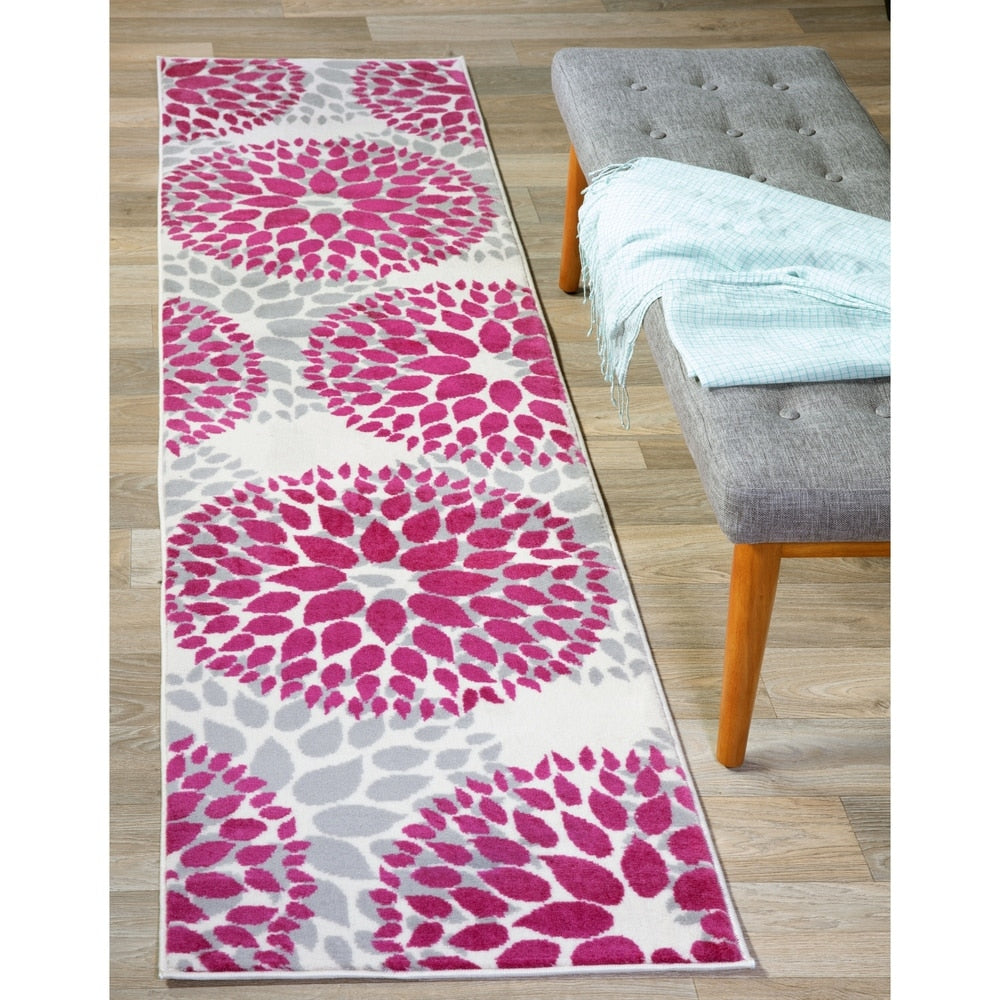 Tapis moderne à motifs floraux circulaires de la World Rug Gallery