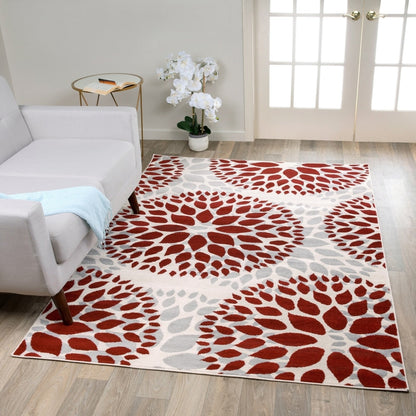 Tapis moderne à motifs floraux circulaires de la World Rug Gallery