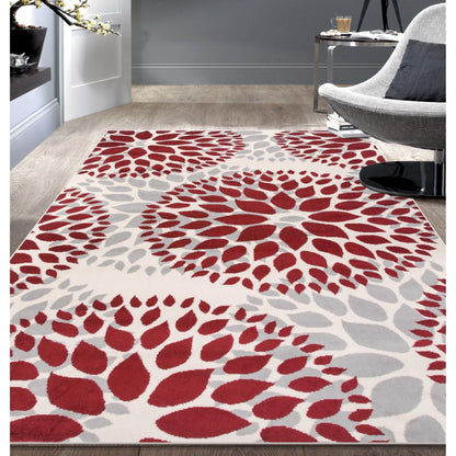 Tapis moderne à motifs floraux circulaires de la World Rug Gallery
