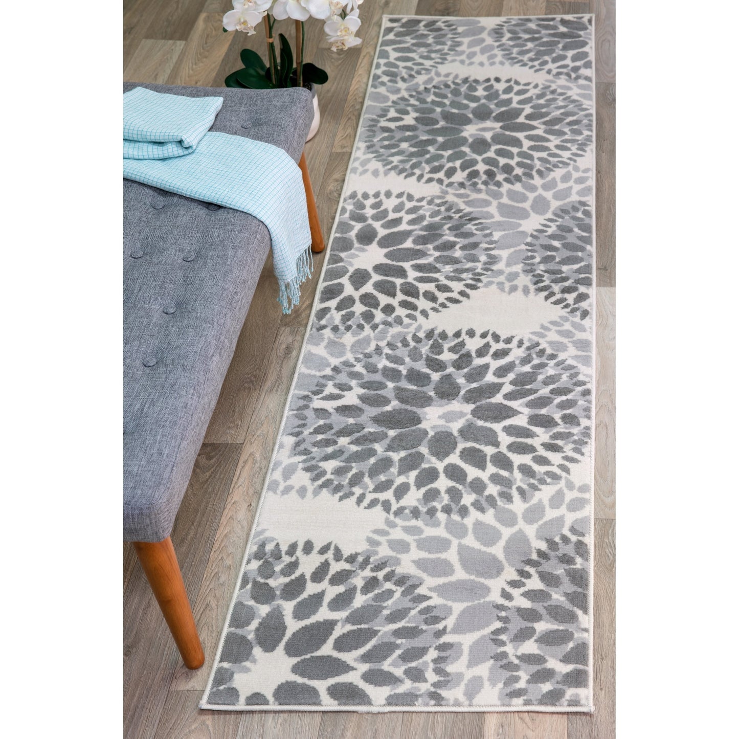 Tapis moderne à motifs floraux circulaires de la World Rug Gallery