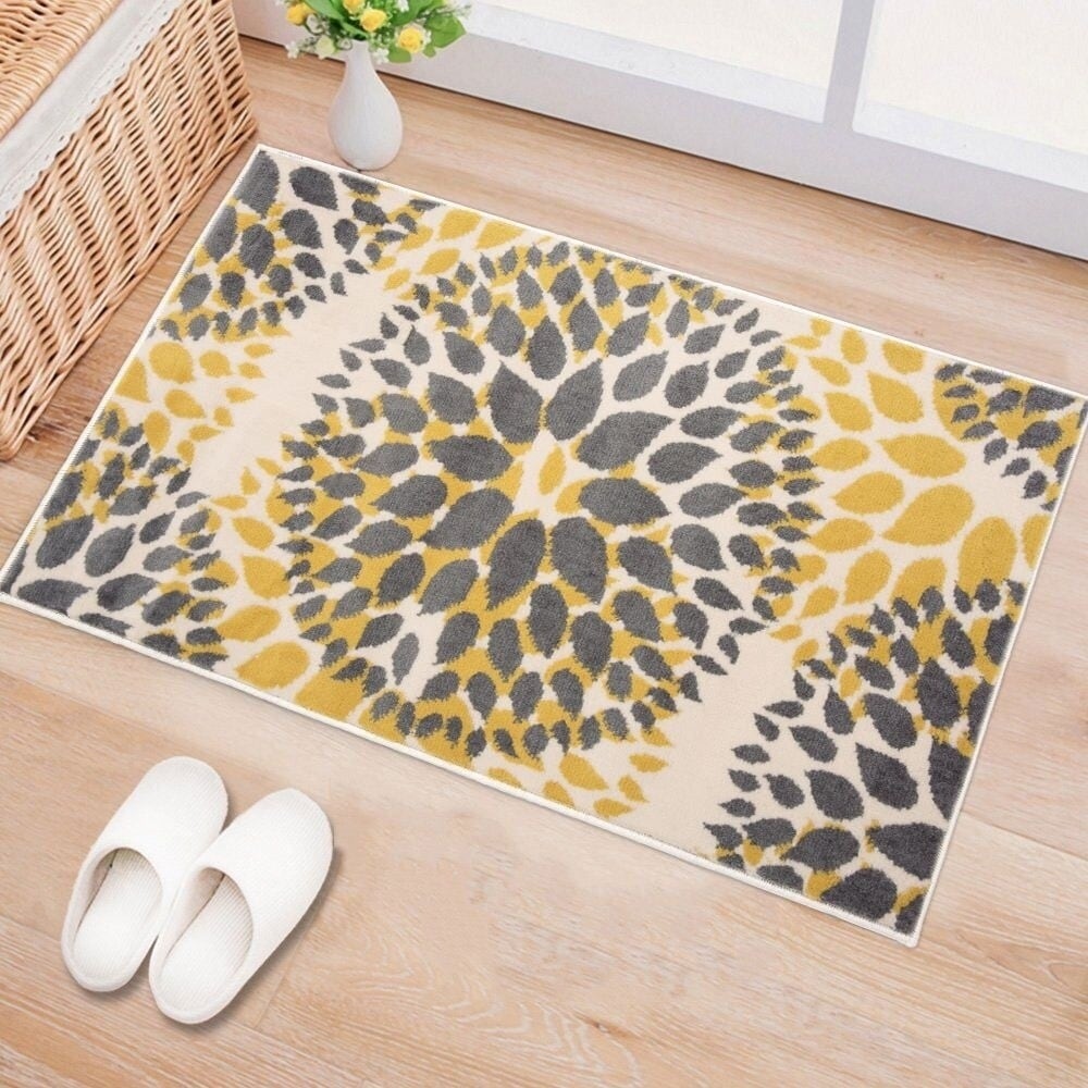 Tapis moderne à motifs floraux circulaires de la World Rug Gallery