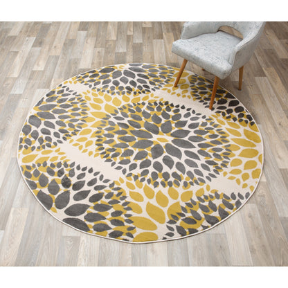 Tapis moderne à motifs floraux circulaires de la World Rug Gallery
