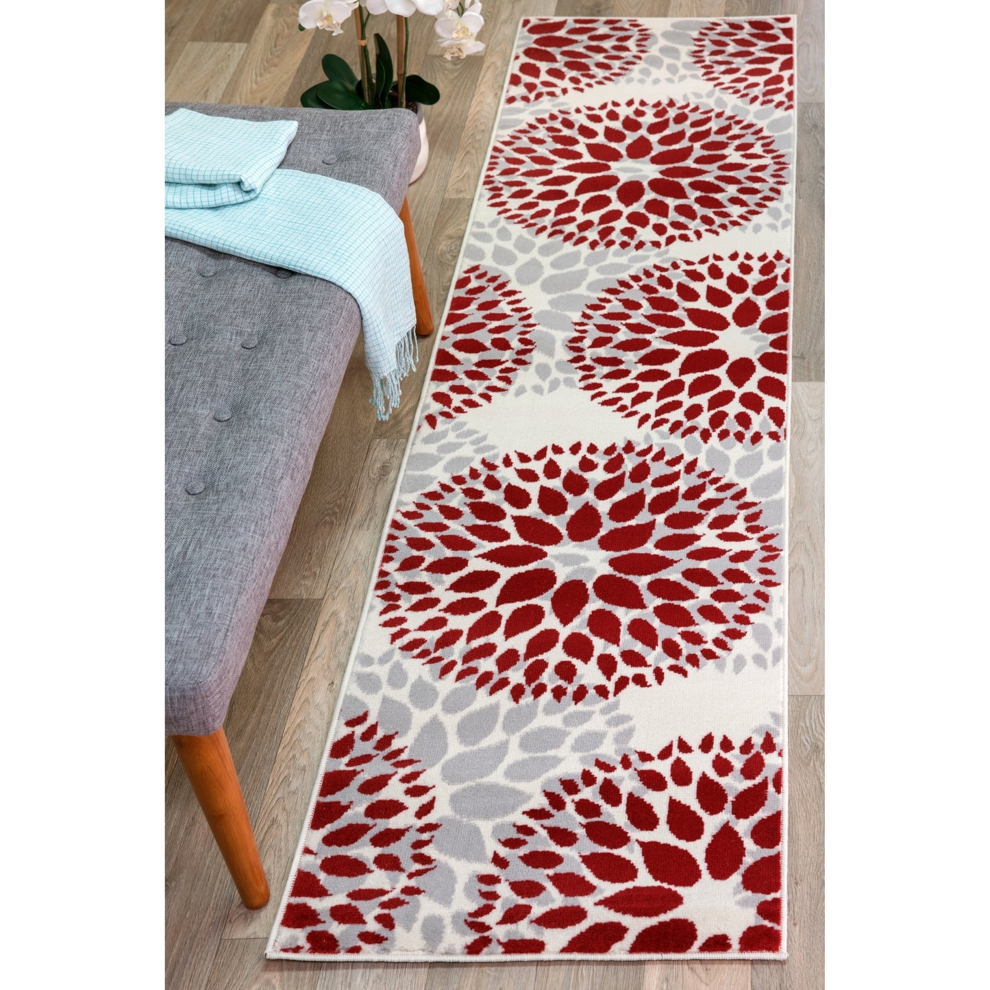Tapis moderne à motifs floraux circulaires de la World Rug Gallery