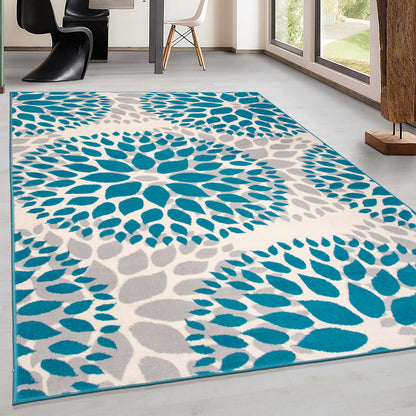 Tapis moderne à motifs floraux circulaires de la World Rug Gallery
