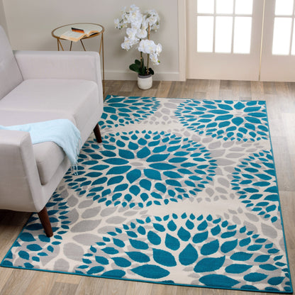 Tapis moderne à motifs floraux circulaires de la World Rug Gallery