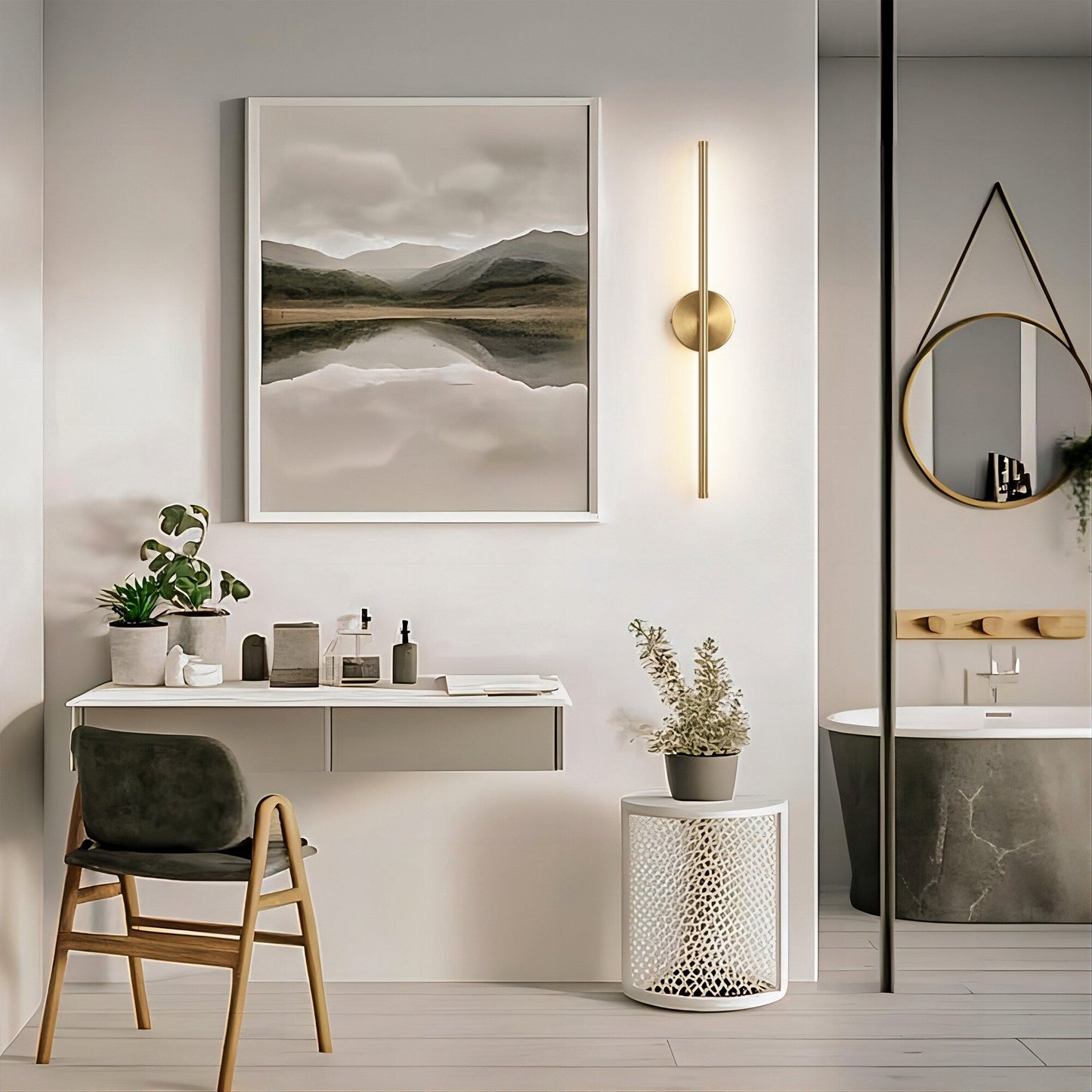 Applique murale de salle de bain à 1 ampoule, 23,6 po, moderne, linéaire, à intensité variable, à DEL intégrée