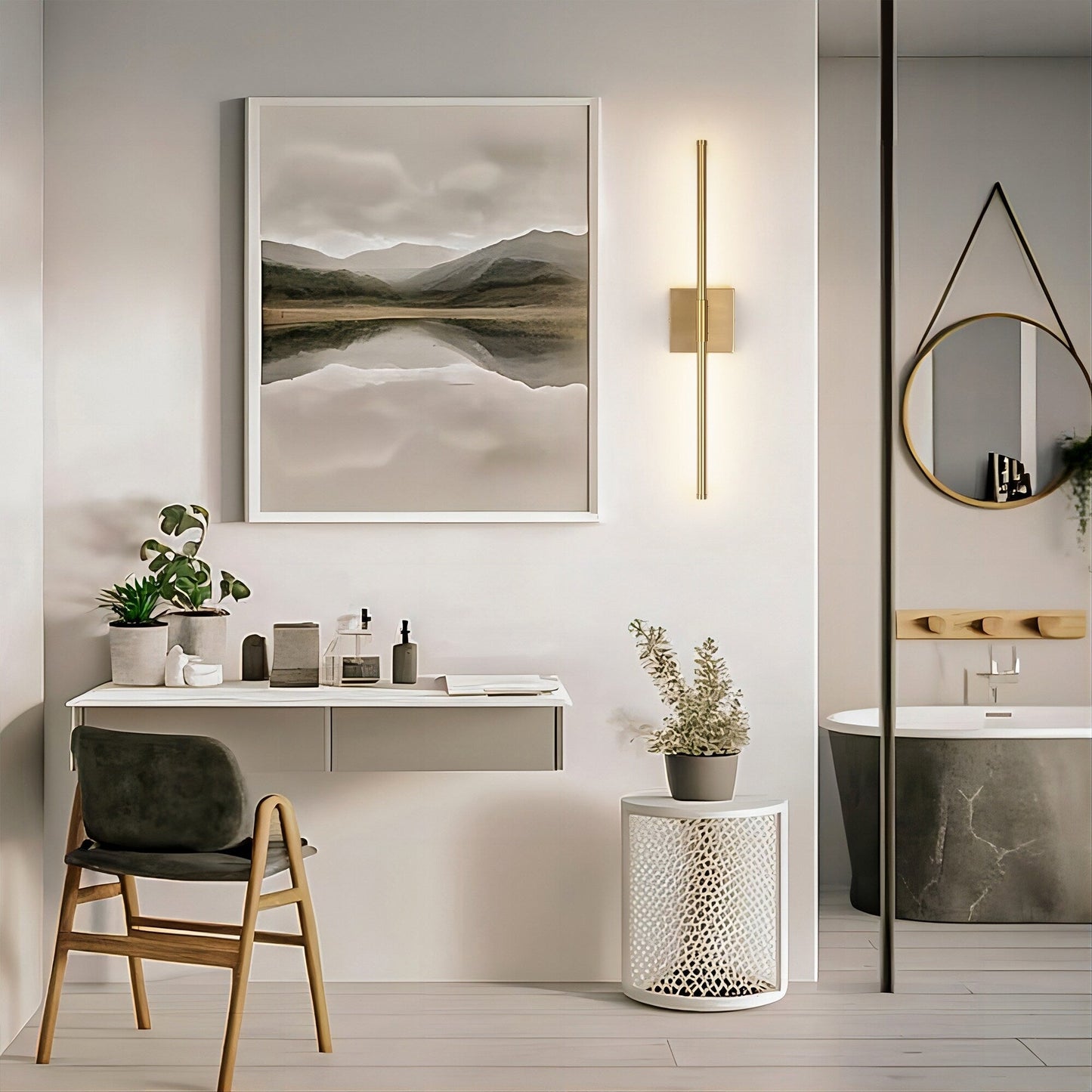 Applique murale de salle de bain à 1 ampoule, 23,6 po, moderne, linéaire, à intensité variable, à DEL intégrée