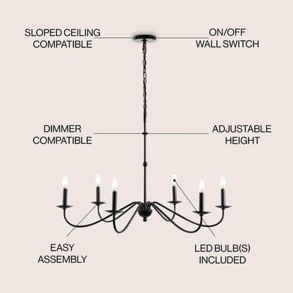 Lustre LED en fer à 6 lumières, 34,75 $, par JONATHAN Y