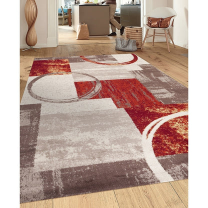Tapis circulaire abstrait en polypropylène fabriqué à la machine, de la World Rug Gallery