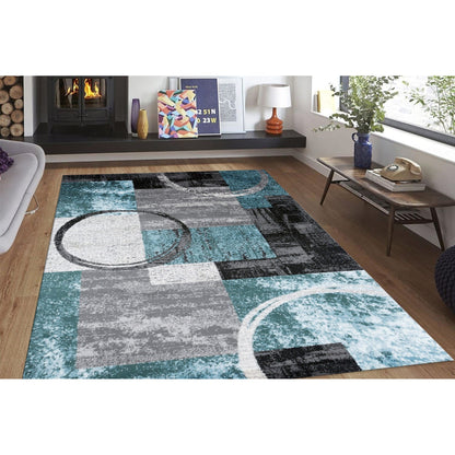 Tapis circulaire abstrait en polypropylène fabriqué à la machine, de la World Rug Gallery