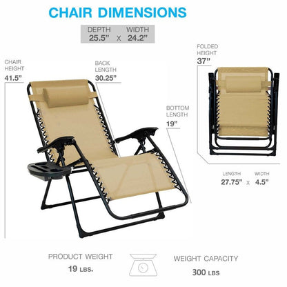Chaise zéro gravité surdimensionnée Sun-Ray 1 pièce