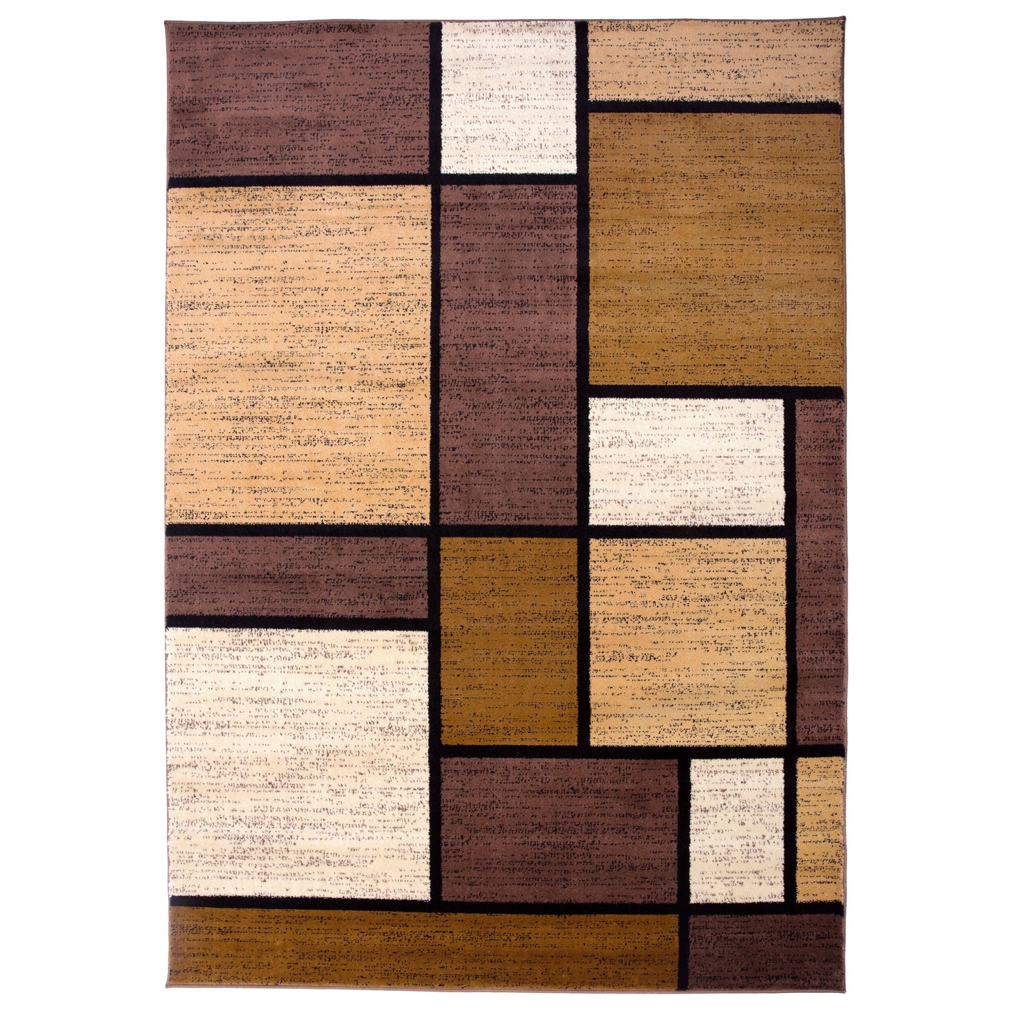 Tapis contemporain moderne à blocs de couleurs en boîte de la World Rug Gallery