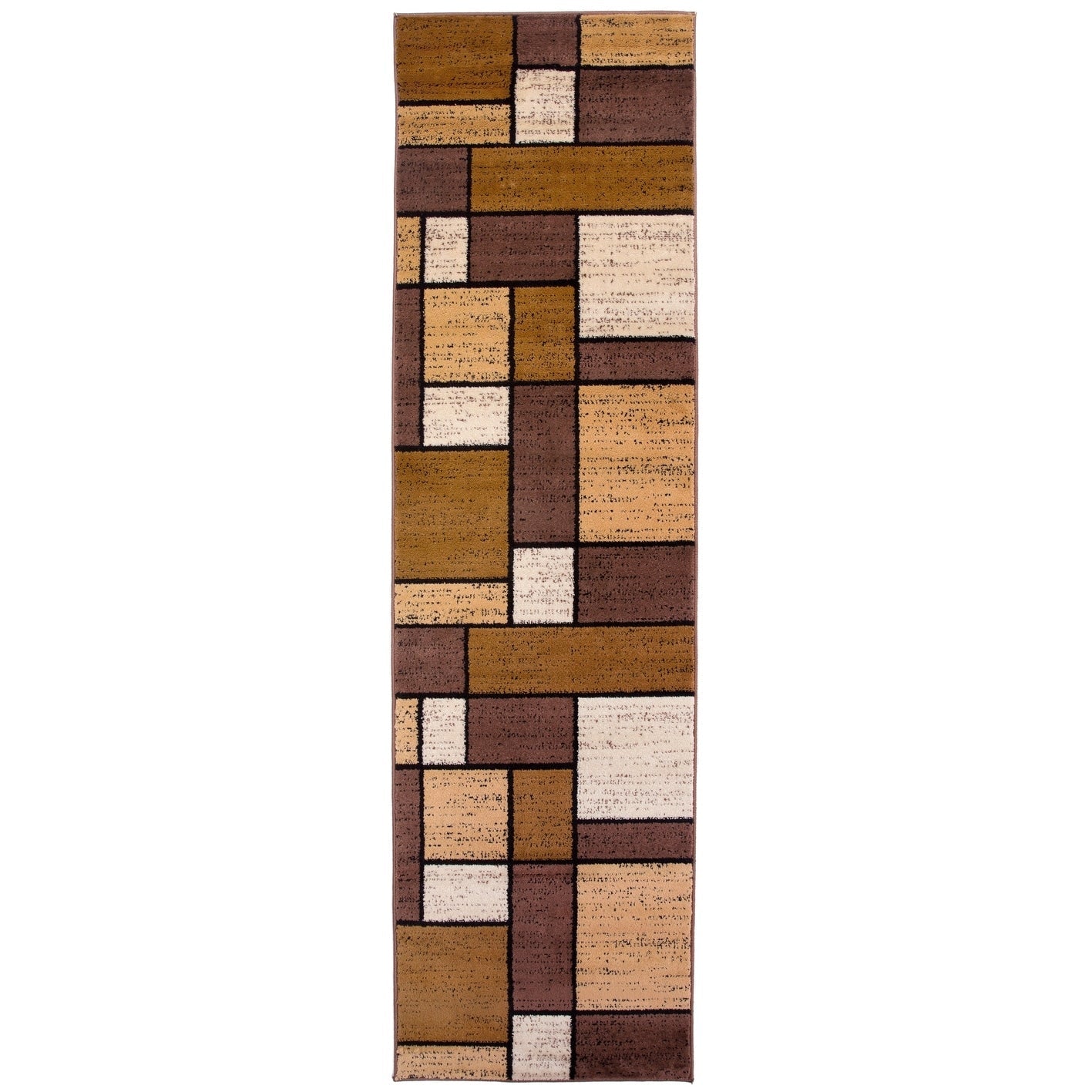 Tapis contemporain moderne à blocs de couleurs en boîte de la World Rug Gallery