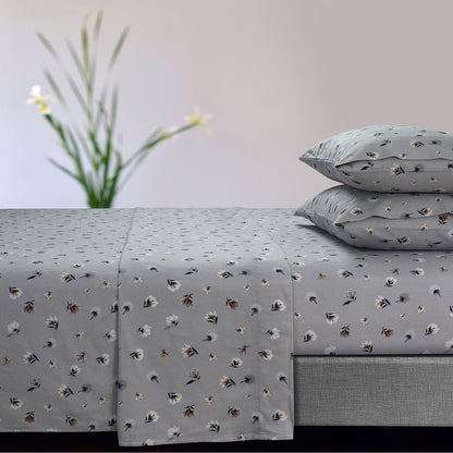 Parure de draps à poches extra profondes en flanelle de coton douce 170 g/m² imprimée