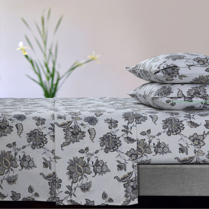 Parure de draps à poches extra profondes en flanelle de coton douce 170 g/m² imprimée