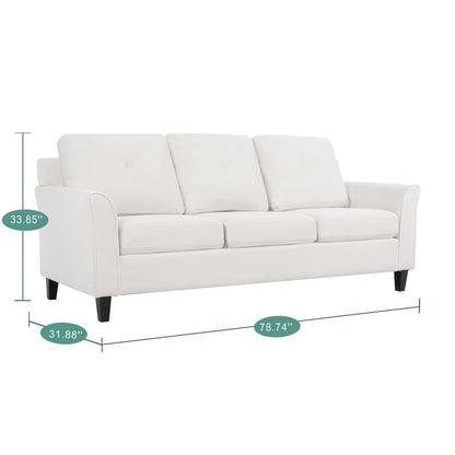 Canapé élégant combiné : canapé Chesterfield avec accoudoirs roulés et accoudoirs évasés capitonnés à boutons, canapé en microfibre pour petits espaces