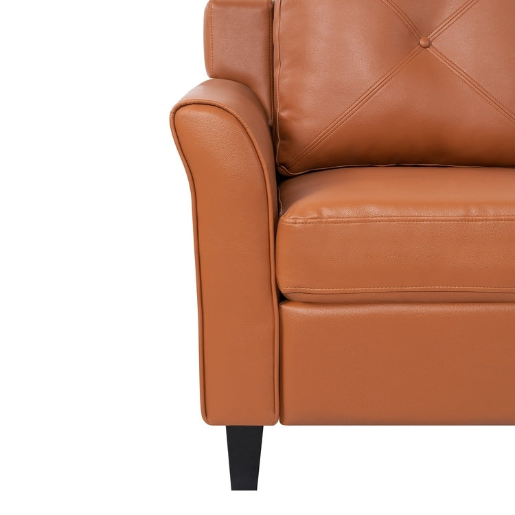 Canapé élégant combiné : canapé Chesterfield avec accoudoirs roulés et accoudoirs évasés capitonnés à boutons, canapé en microfibre pour petits espaces
