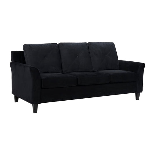 Canapé élégant combiné : canapé Chesterfield avec accoudoirs roulés et accoudoirs évasés capitonnés à boutons, canapé en microfibre pour petits espaces