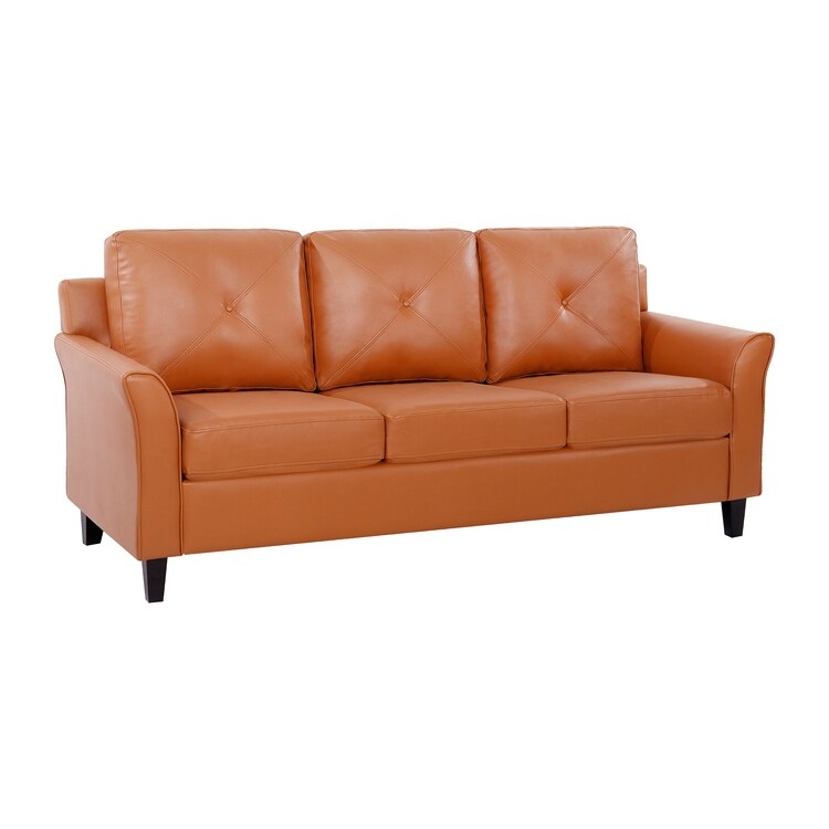 Canapé élégant combiné : canapé Chesterfield avec accoudoirs roulés et accoudoirs évasés capitonnés à boutons, canapé en microfibre pour petits espaces
