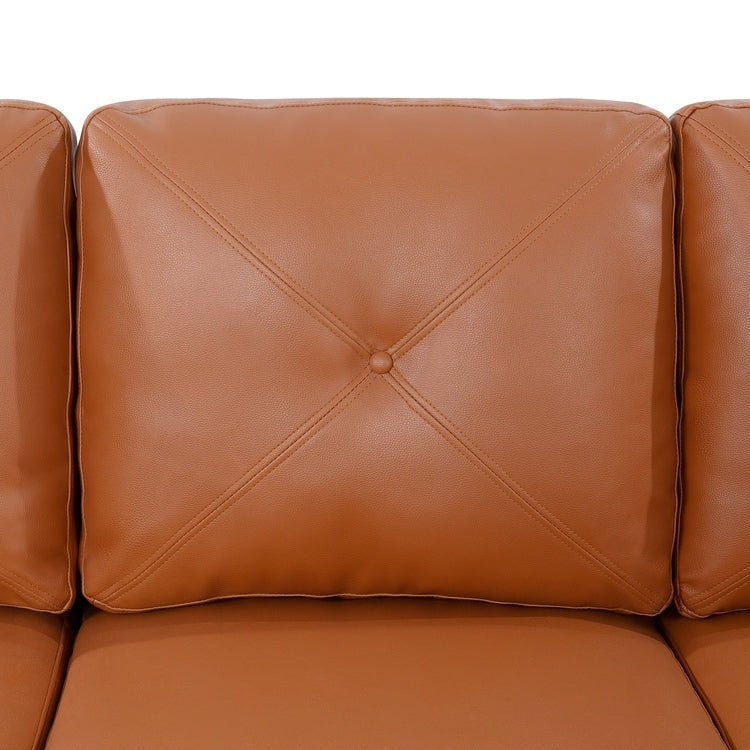 Canapé élégant combiné : canapé Chesterfield avec accoudoirs roulés et accoudoirs évasés capitonnés à boutons, canapé en microfibre pour petits espaces