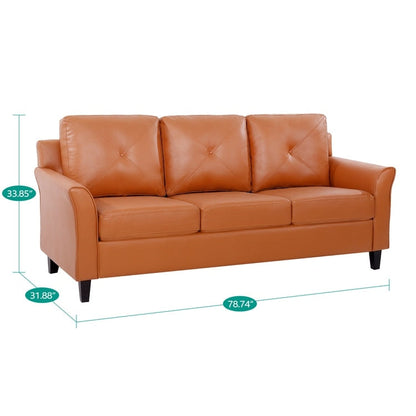Canapé élégant combiné : canapé Chesterfield avec accoudoirs roulés et accoudoirs évasés capitonnés à boutons, canapé en microfibre pour petits espaces