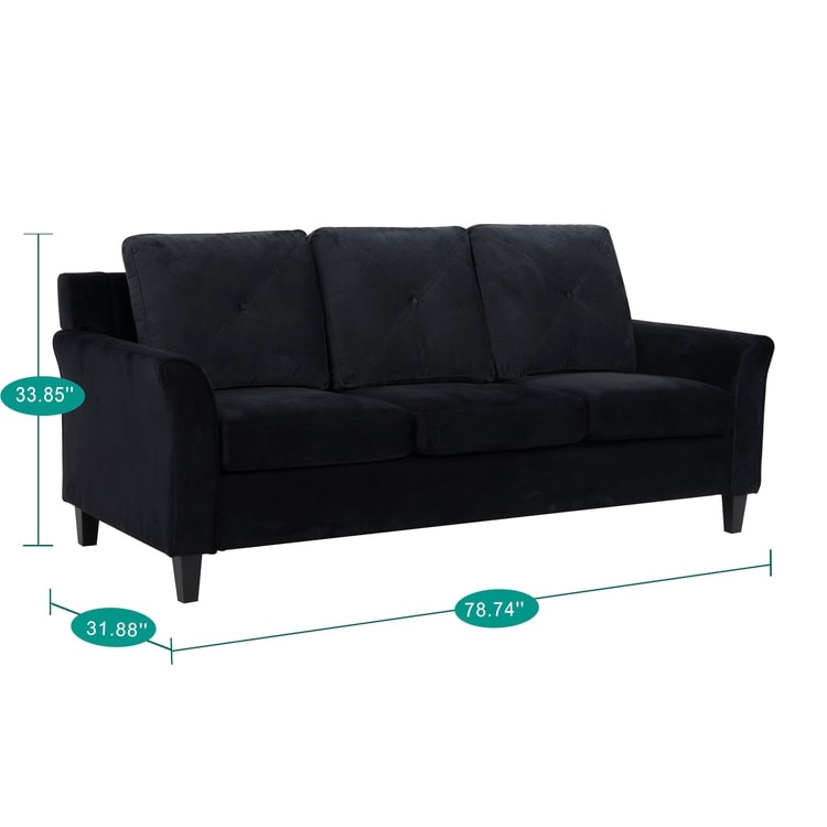 Canapé élégant combiné : canapé Chesterfield avec accoudoirs roulés et accoudoirs évasés capitonnés à boutons, canapé en microfibre pour petits espaces