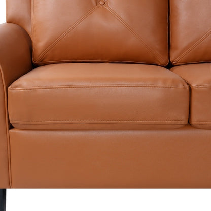 Canapé élégant combiné : canapé Chesterfield avec accoudoirs roulés et accoudoirs évasés capitonnés à boutons, canapé en microfibre pour petits espaces