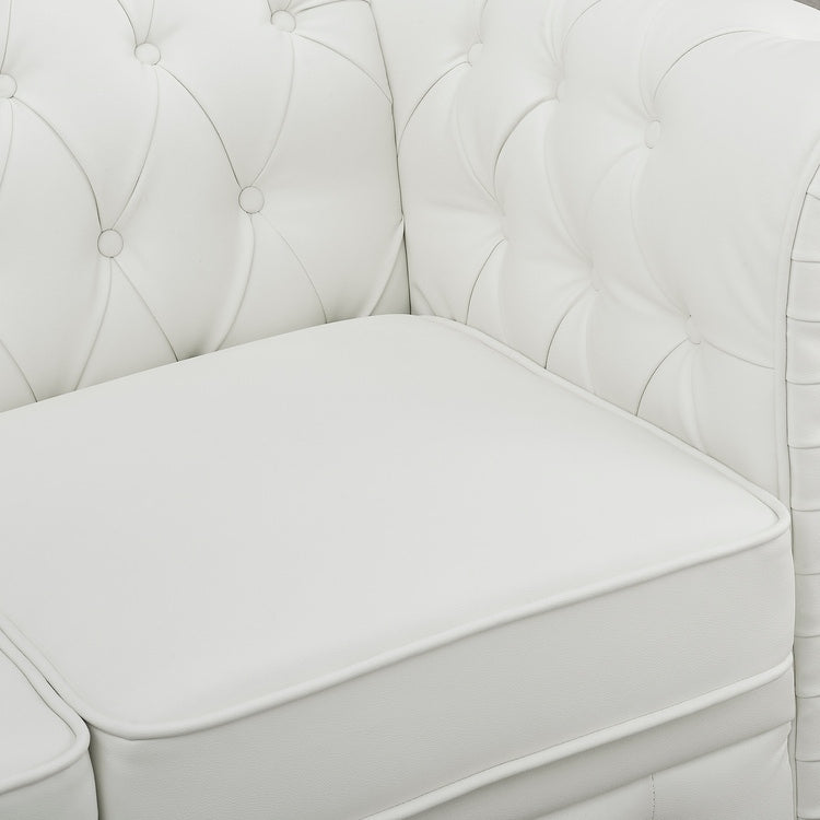 Canapé élégant combiné : canapé Chesterfield avec accoudoirs roulés et accoudoirs évasés capitonnés à boutons, canapé en microfibre pour petits espaces