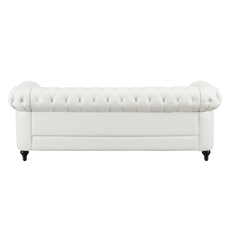 Canapé élégant combiné : canapé Chesterfield avec accoudoirs roulés et accoudoirs évasés capitonnés à boutons, canapé en microfibre pour petits espaces
