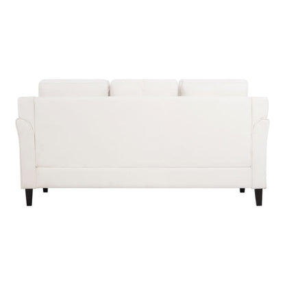 Canapé élégant combiné : canapé Chesterfield avec accoudoirs roulés et accoudoirs évasés capitonnés à boutons, canapé en microfibre pour petits espaces