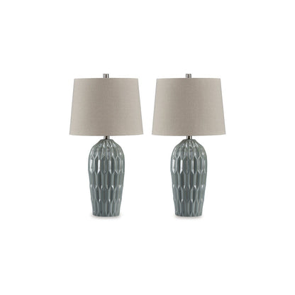 Lampe de table bleue Signature Design by Ashley Hadbury (lot de 2) - 14 L x 14 P x 26,75 H