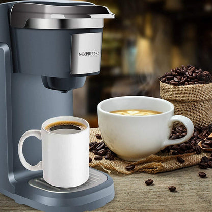 Cafetière à une tasse, machine à café individuelle, compatible avec KCup, fonction One Touch, grise
