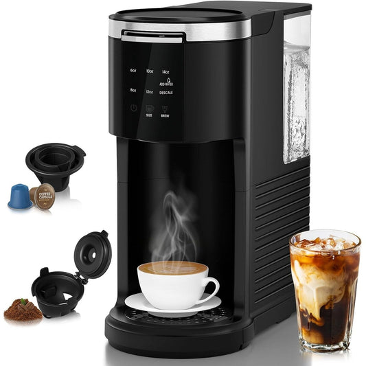 Cafetière à dosettes individuelles pour dosettes K-Cup et café moulu, avec réservoir d'eau de 1 134 ml, 5 formats d'infusion jusqu'à 397 ml, autonettoyante