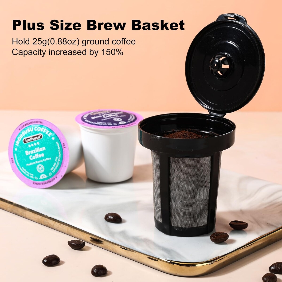 Cafetière à portion individuelle, machine à café K Cup et moulue 2 en 1, tailles d'infusion de 6 à 14 oz, mini cafetière une tasse