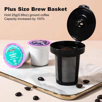Cafetière à portion individuelle, machine à café K Cup et moulue 2 en 1, tailles d'infusion de 6 à 14 oz, mini cafetière une tasse