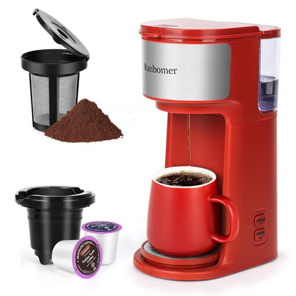 Cafetière à portion individuelle, machine à café K Cup et moulue 2 en 1, tailles d'infusion de 6 à 14 oz, mini cafetière une tasse