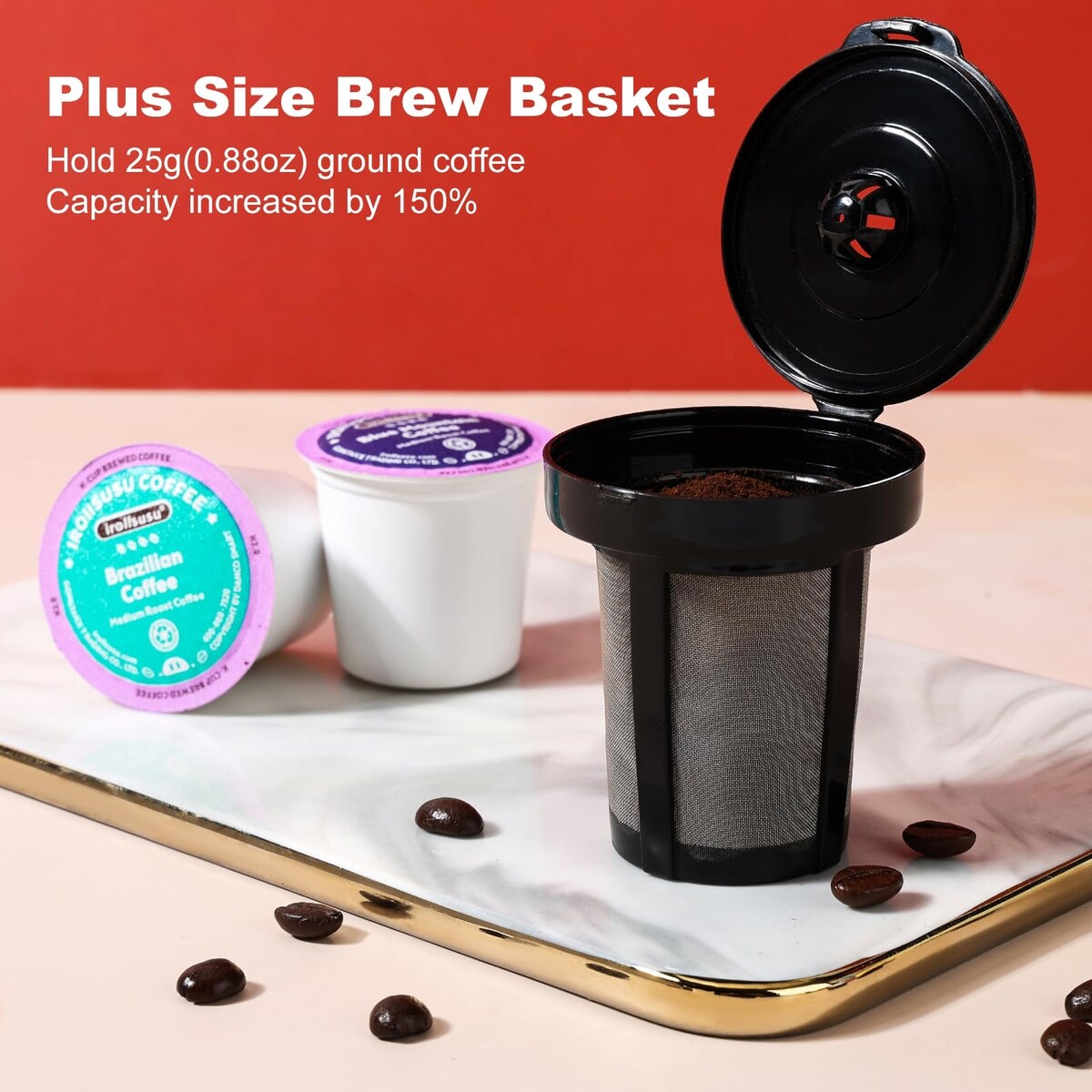 Cafetière à portion individuelle, machine à café K Cup et moulue 2 en 1, tailles d'infusion de 6 à 14 oz, mini cafetière une tasse