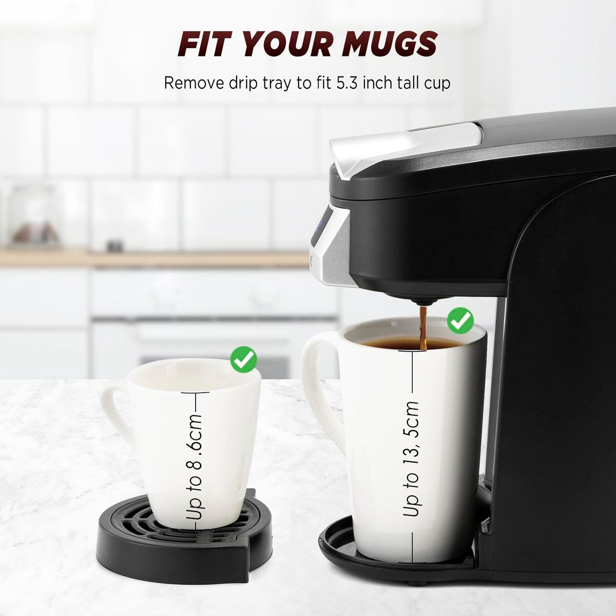 Cafetière à portion individuelle, infuseur à café une tasse pour K-cup et café moulu, tailles d'infusion de 5 à 12 oz en minutes, fonction d'arrêt automatique