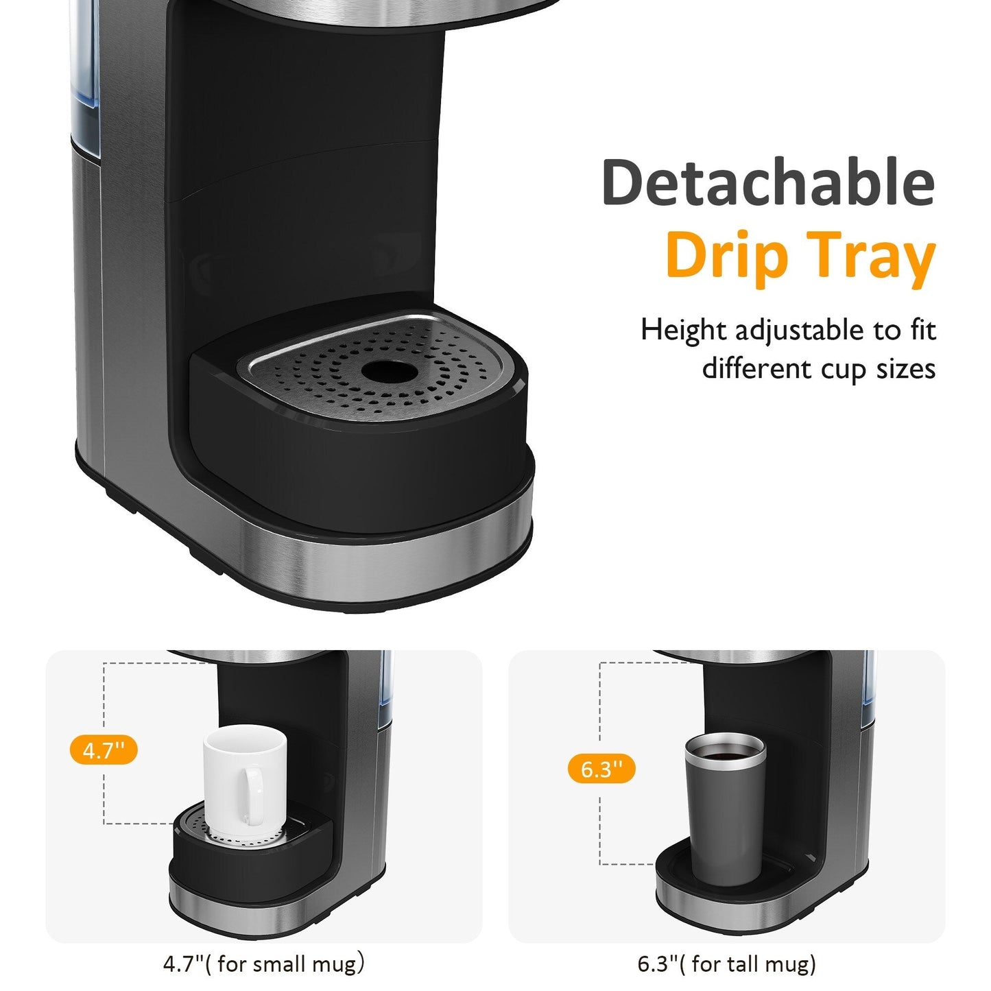 Cafetière glacée à portion individuelle avec 3 options de préparation, noire