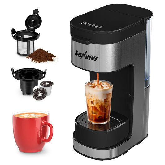 Cafetière glacée à portion individuelle avec 3 options de préparation, noire