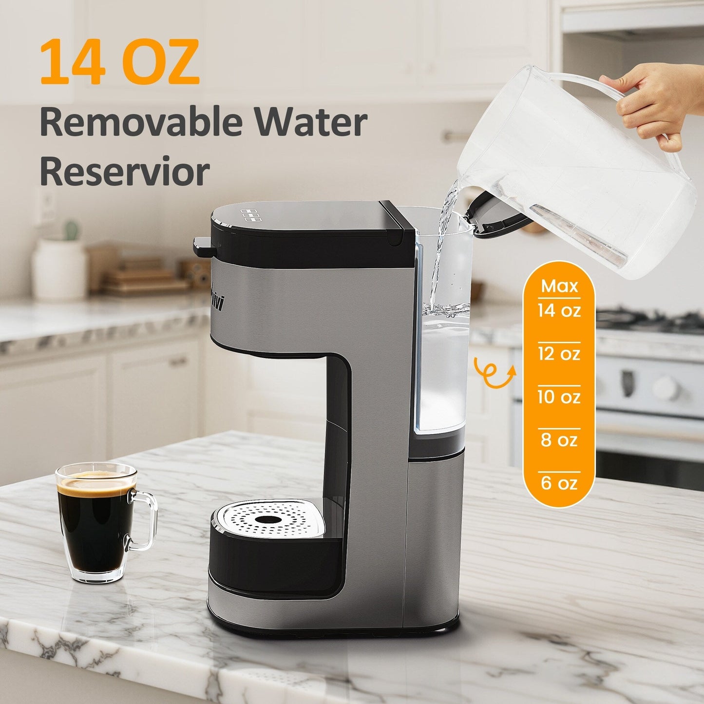 Cafetière glacée à portion individuelle avec 3 options de préparation, noire