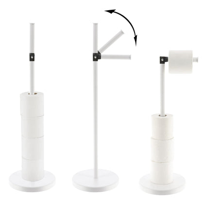 Porte-papier hygiénique élégant avec bras pliant et réserve, support compact en métal autoportant - Diamètre 8 pouces X 22 H