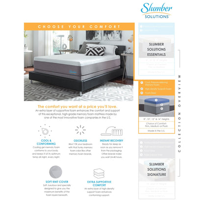 Ensemble de matelas en mousse à mémoire de forme gel Slumber Solutions Choisissez votre confort de 14 pouces