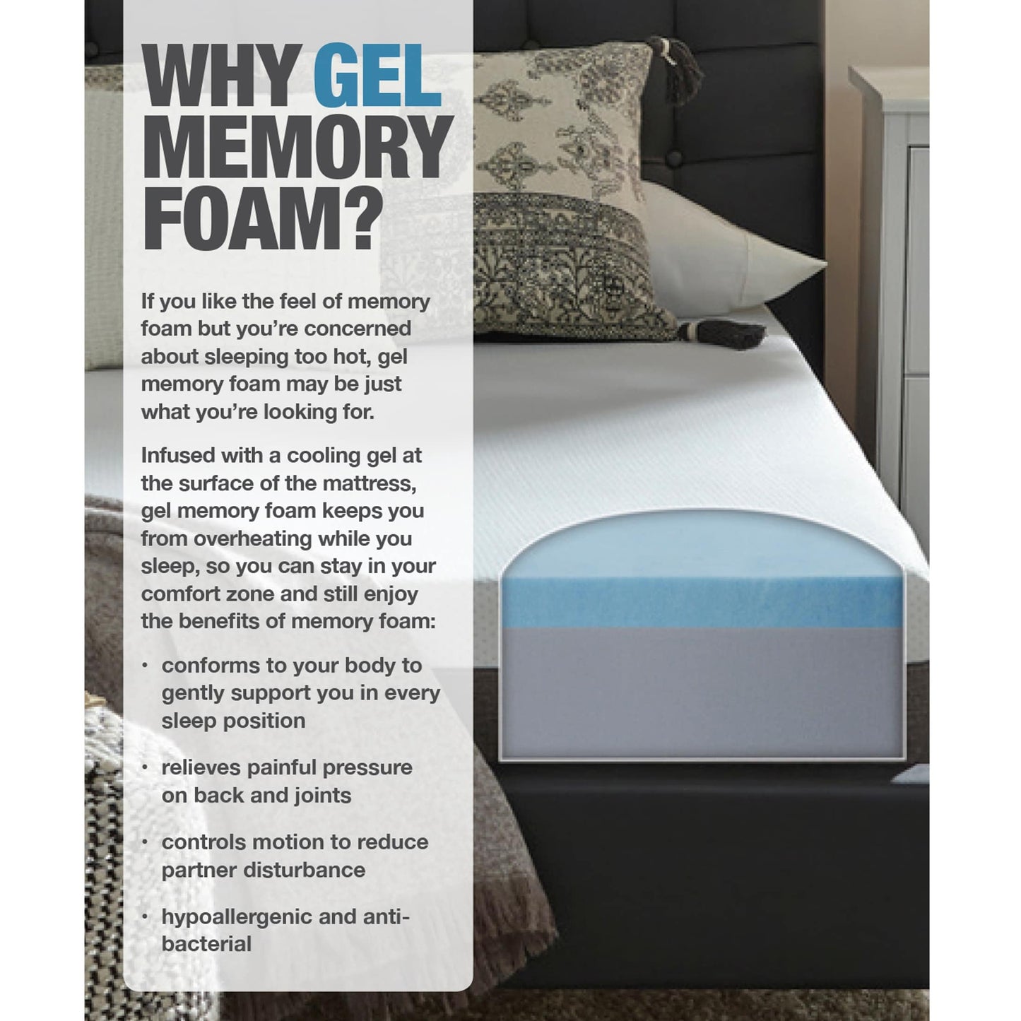 Matelas en mousse à mémoire de forme gel Slumber Solutions Essentials de 12 pouces